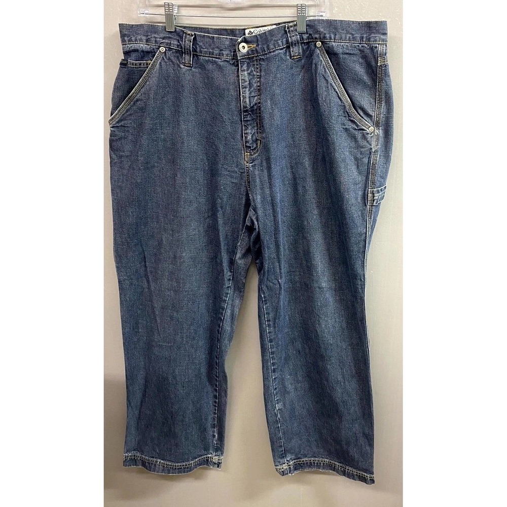 Columbia Carpenter Jeans Mens 40 X 30 Denim Cotton Logo Hammer Loop Straight Leg